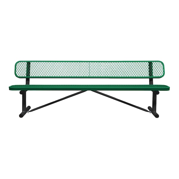 Portable, Bench with Back, 8ft., Green