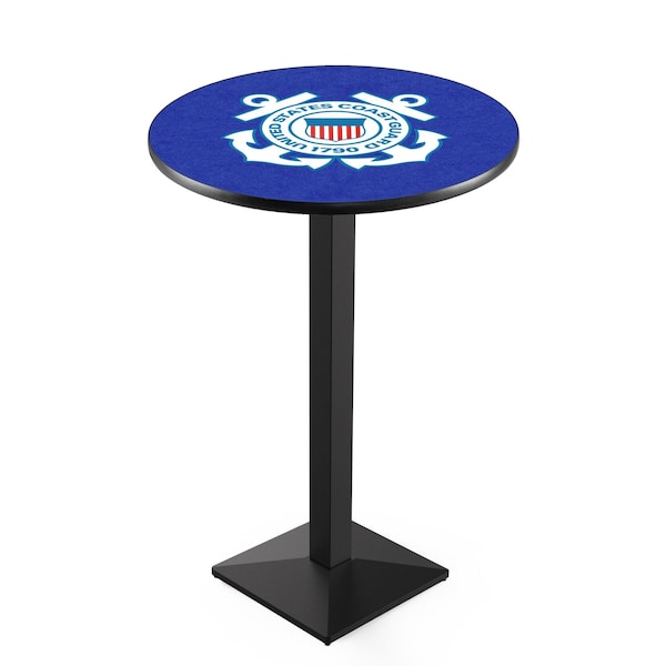 42" Blk Wrinkle U.S. Coast Guard Pub Table, 36" dia. Top