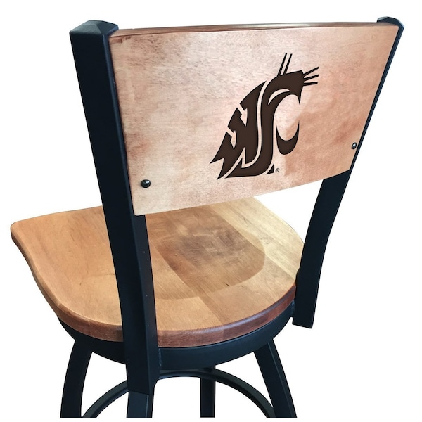 25" Blk Wrinkle Washington State Swivel Bar Stool, Laser Engraved Back