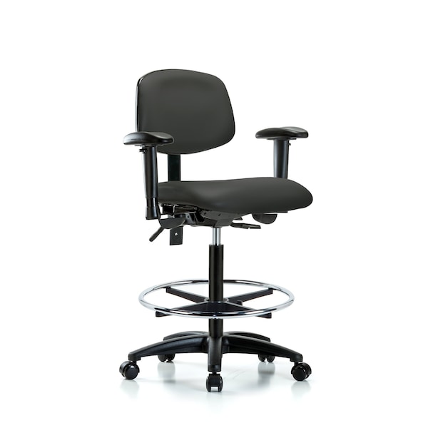 Chair, Fab, Med Bench, Tilt AA CF Cast, Blk, 6-Way Adjustable, 26" to 35" Height, Charcoal