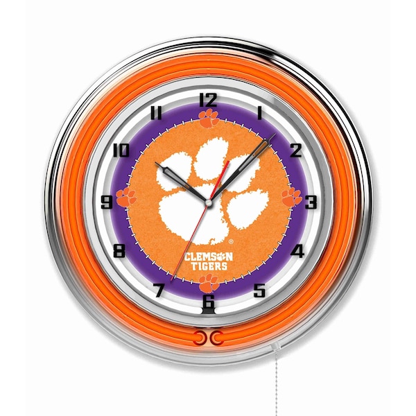 Clemson Double Neon 19" Clock