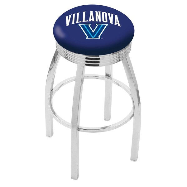 25" Chrome Villanova Swivel Bar Stool, Accent Ring