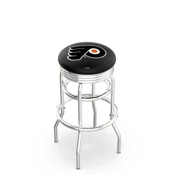 25" Chrome 2-Ring Philadelphia Flyers Swivel Bar Stool, Accent Ring