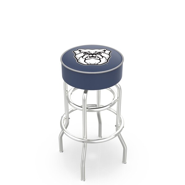 25" 4" Butler Cushion Seat, Double-Ring Chrome Swivel Bar Stool
