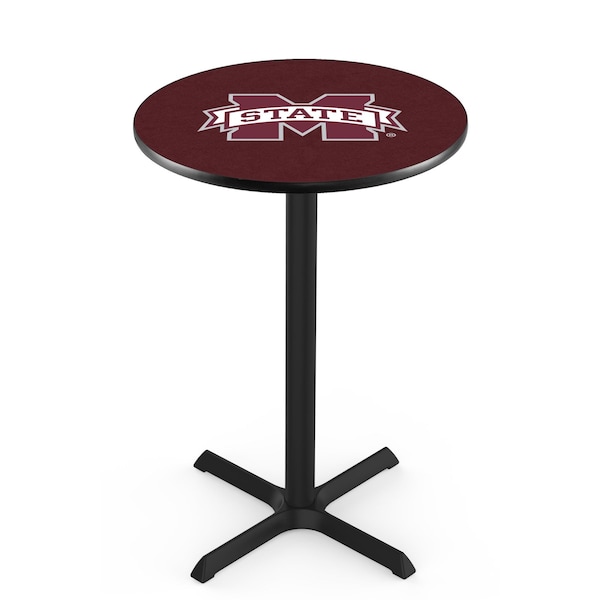 42" Blk Wrinkle Mississippi State Pub Table, 36" dia. Top