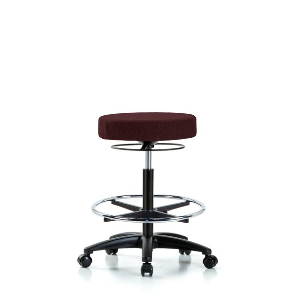 Bench Stool, Hi, Fabric, CF, Casters, Bur