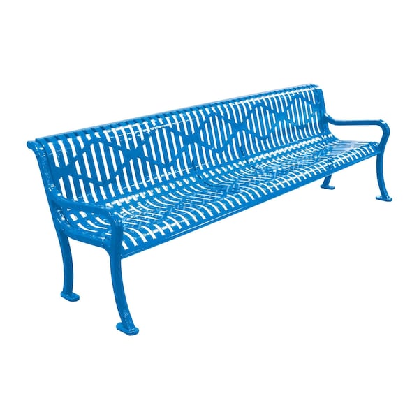 Outdoor Bench, 96 in L, Blue