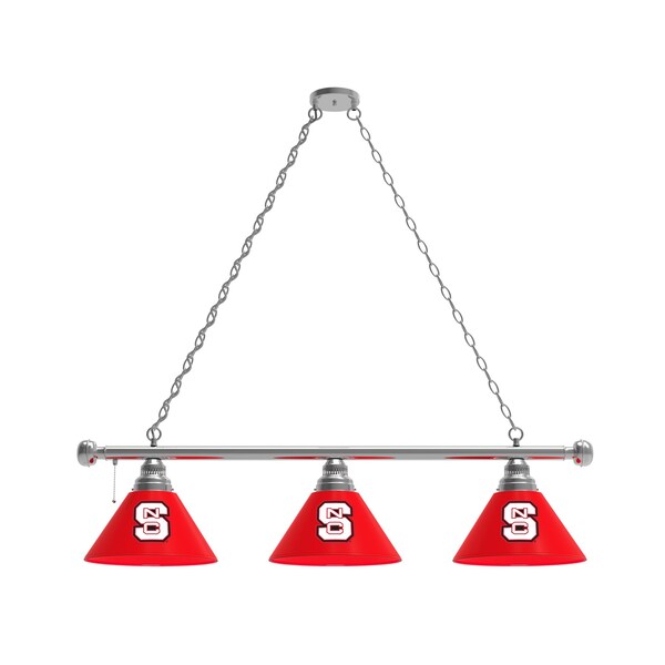 North Carolina State 3 Shade Billiard Light, Chrome Fixture