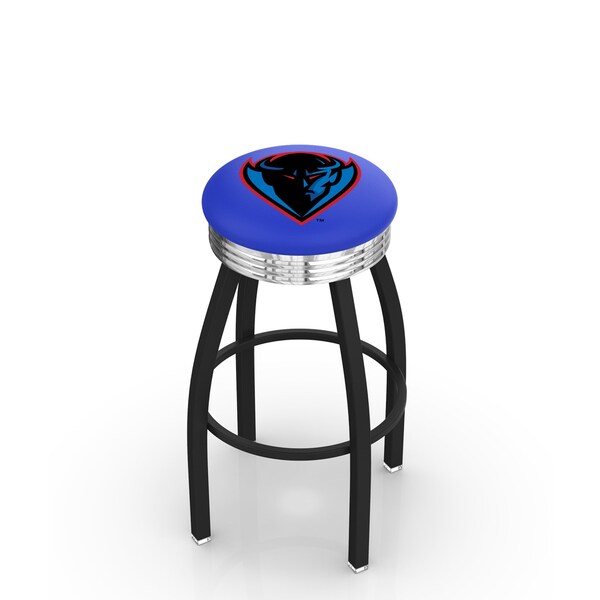 25" Blk Wrinkle DePaul Swivel Bar Stool, Chrome Ring