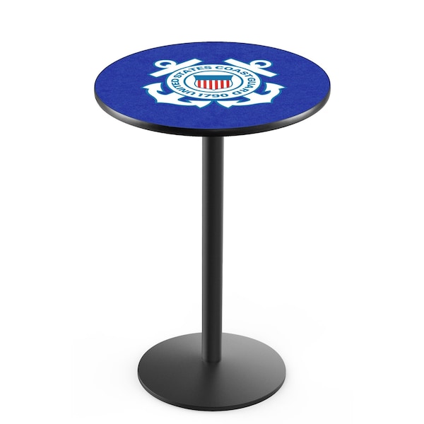 42" Blk Wrinkle U.S. Coast Guard Pub Table, 36" dia. Top