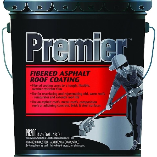 Henry PR200070 Asphalt Roof Coating, Black, 4.75 gal Pail