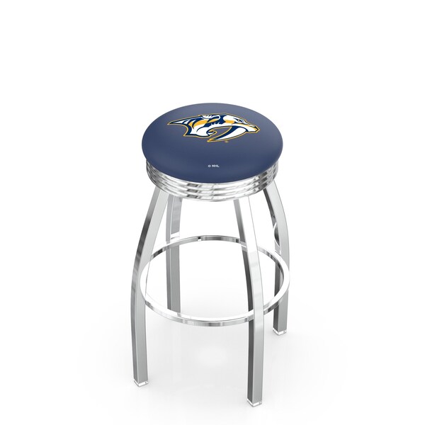 25" Chrome Nashville Predators Swivel Bar Stool, Accent Ring