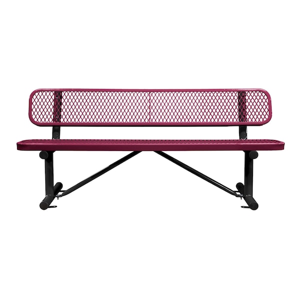 Bench/Back, Surface Mount, 6ft., Burgundy