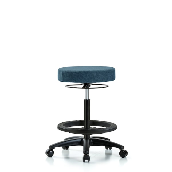 Bench Stool, Hi, Fabric, BF, Casters, Blu