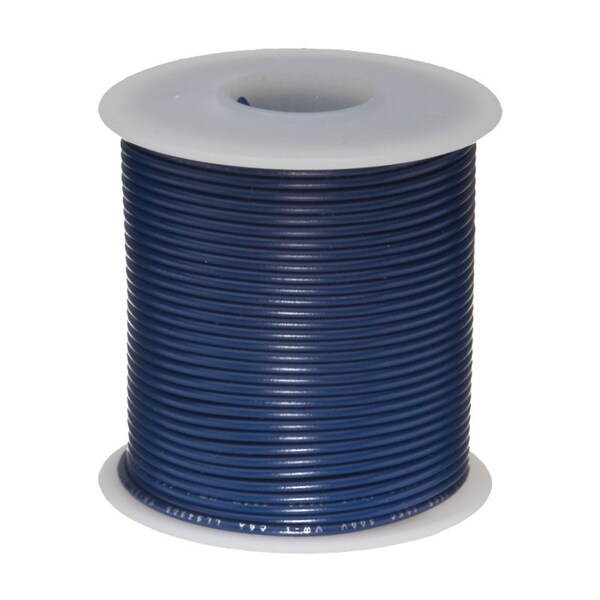 18 AWG Gauge UL1061 Stranded Hook Up Wire, 300V, 0068 Diameter, Blue, 25 ft Length