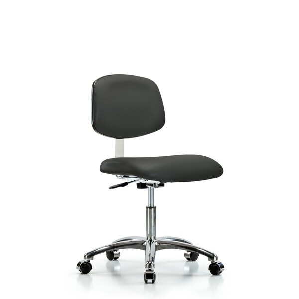 Clean Room Chair Desk Chair, Vinyl, Chrm, Casters, Gry, CL10, 18" to 23" Height, Vinyl, Charcoal