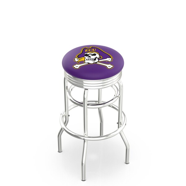 25" Chrome 2-Ring East Carolina Swivel Bar Stool, Accent Ring
