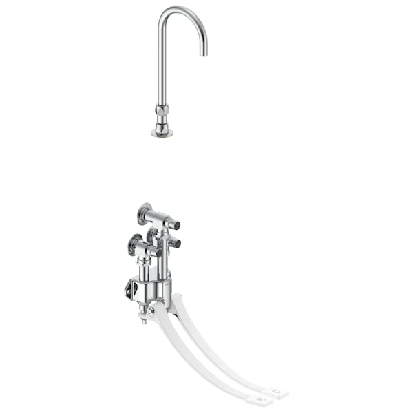 Commercial 54T5: Wallmount Double-Pedal Surgeon's Scrub-up with Gooseneck Spout