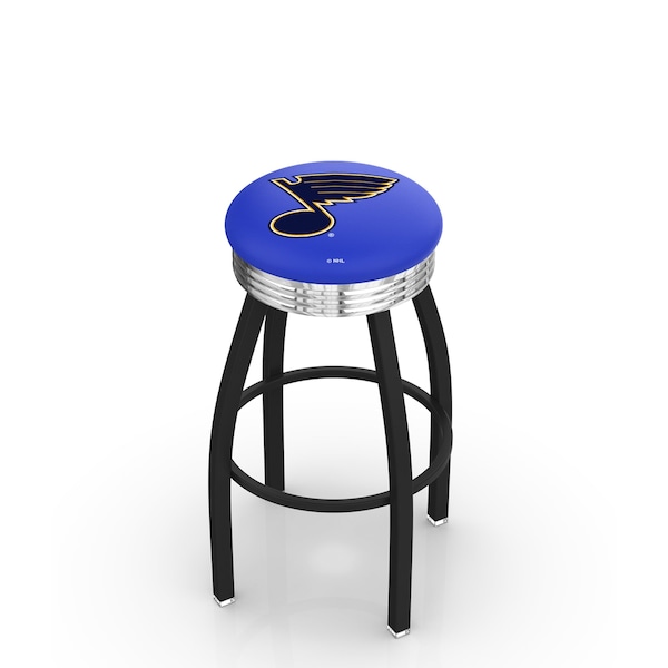 25" Blk Wrinkle St Louis Blues Swivel Bar Stool, Chrome Ring