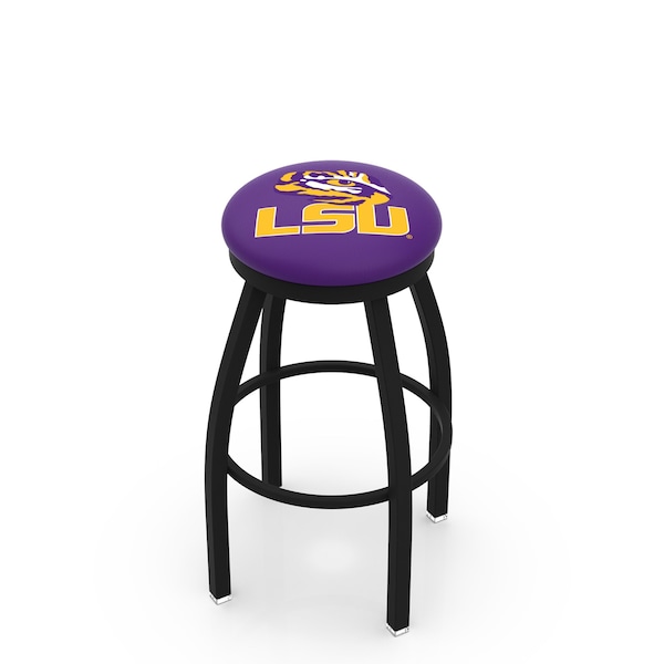 25" Blk Wrinkle Louisiana State Swivel Bar Stool, Accent Ring