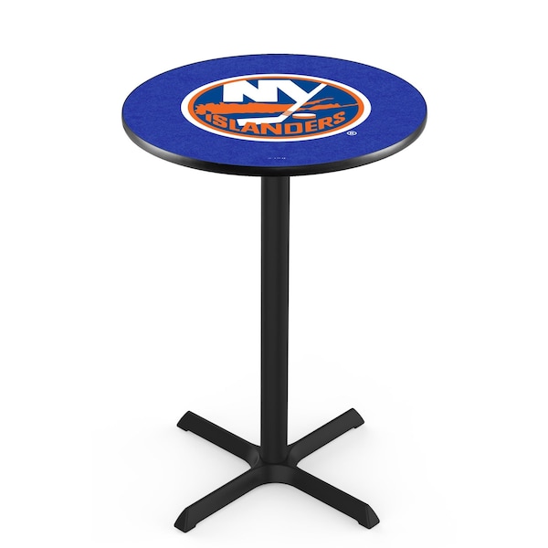 42" Blk Wrinkle New York Islanders Pub Table, 36" dia. Top