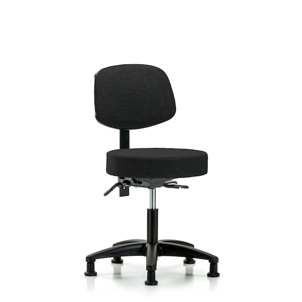 Desk Stool, Fabric, Bk, Tilt Glides, Blk
