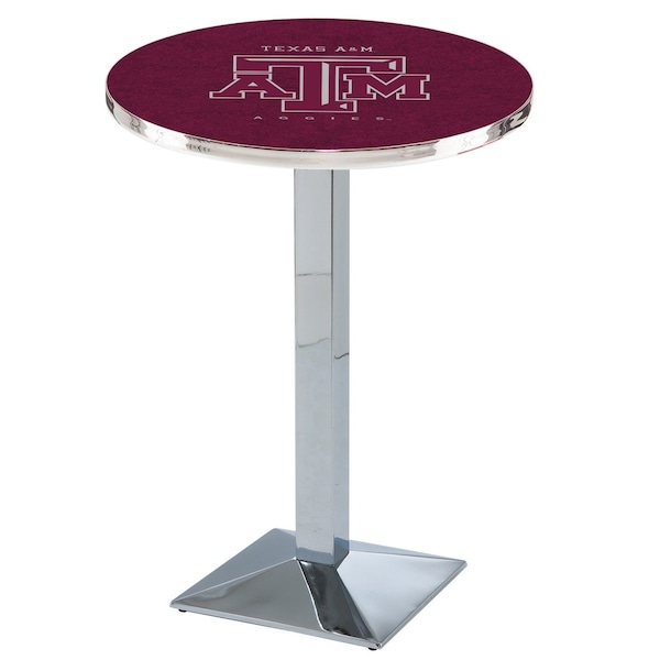 42" Chrome Texas A&M Pub Table, 36" dia. Top