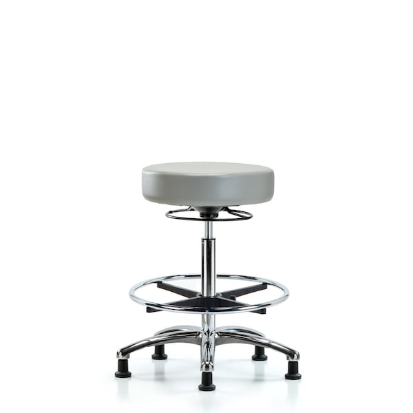 Bench Stool, Hi, Chrm, Vinyl, CF, Glid, Dov