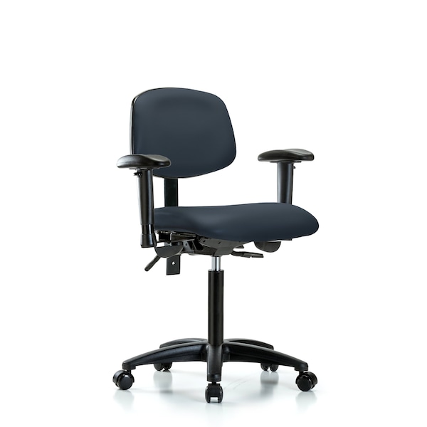 Chair, Vin, Med Bench, Tilt AA Casters, Nav, 6-Way Adjustable, 22" to 29" Height, Imperial Blue
