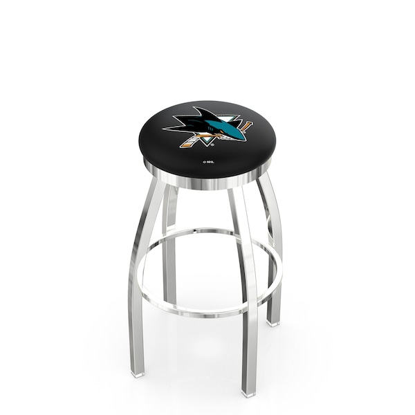 25" Chrome San Jose Sharks Swivel Bar Stool, Accent Ring