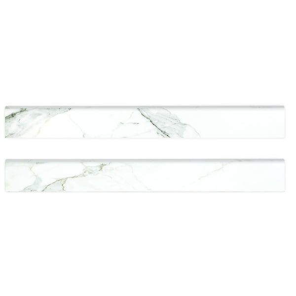 Regallo Calacatta Isla 3" X 24"  Polished Porcelain Bullnose Wall Tile, PK10