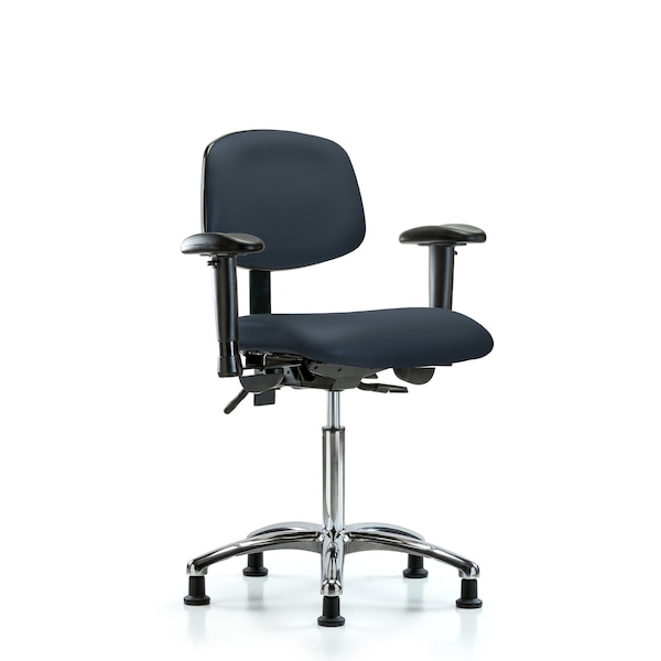 Chair, Vinyl, Med Bench, Chr AA Glides, Nav, 6-Way Adjustable, 22" to 29" Height, Imperial Blue