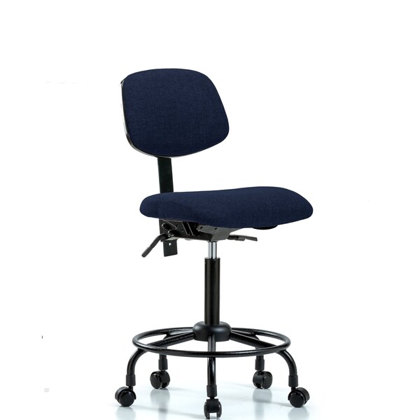 Chair, Fab, Med Bench, RT Tilt Casters, Nav, No Arms, 24" to 31" Height, Dark Blue