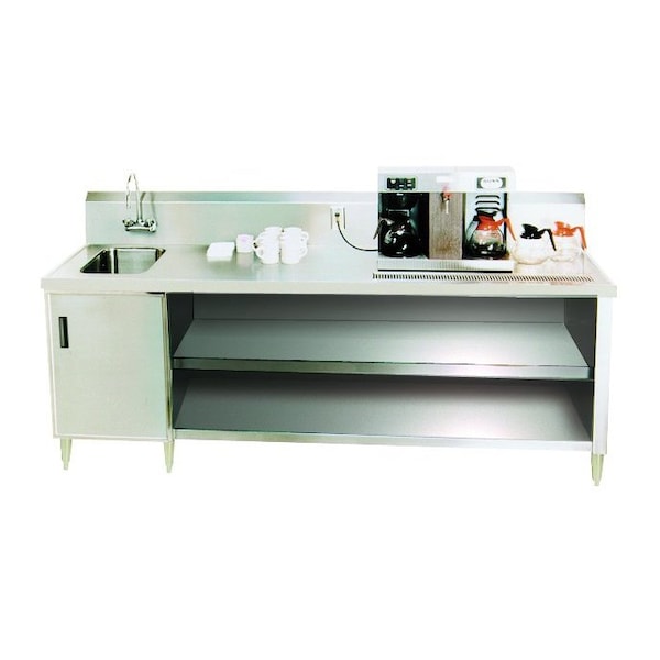 Beverage Table 108 in. W with 14 in. x 16 in. x 12 in. on left with faucet 4 in.OC