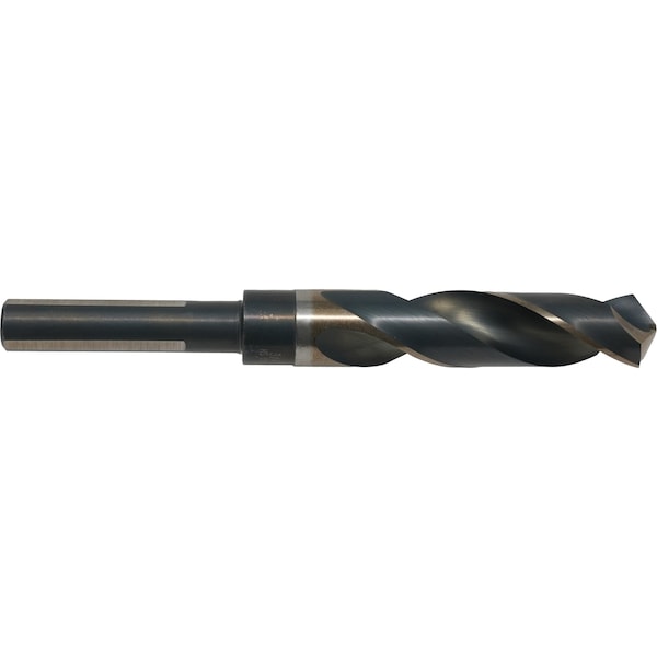 1-23/64 HSS 118 Degree Split Point S&D Drill 1/2 In Reduced 3-Flatted Shank Style 1877 Cle-Line Black&Gold