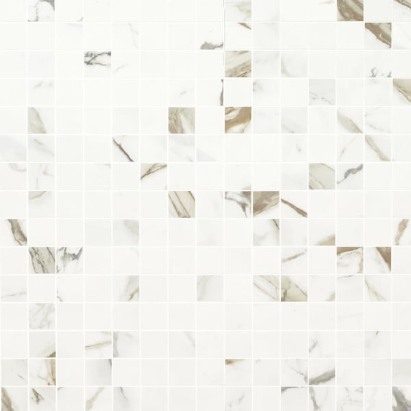 Regallo Calacatta Marbella 12" X 12" Matte Porcelain Mosaic Tile