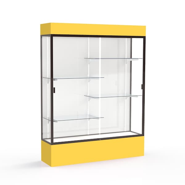 Lighted Floor Display Case 60x80x16, White, Bronze