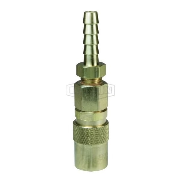 DQC CM Industrial Mold Interchange Valved Coupler, 3/8 in Nominal, Hose Barb, Brass