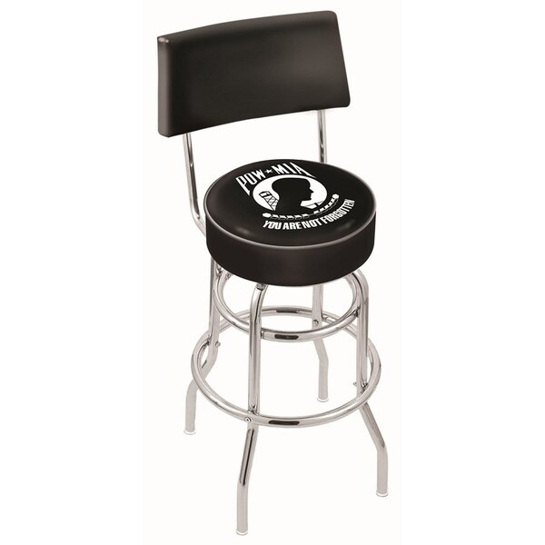 25" Chrome 2-Ring POW/MIA Swivel Bar Stool, Back
