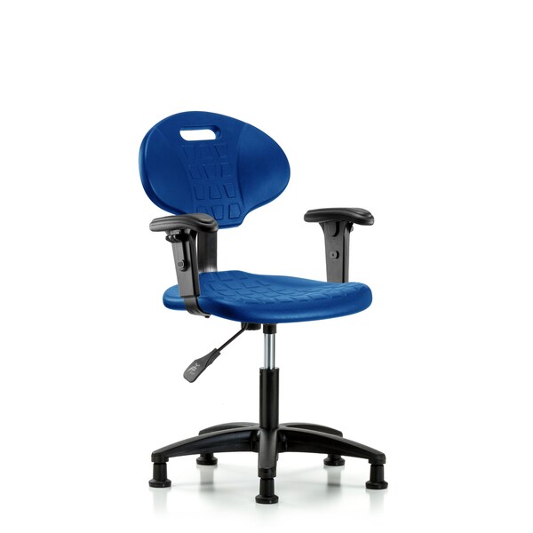 Erie Poly Chair, Desk, Arms, Glides, Blue