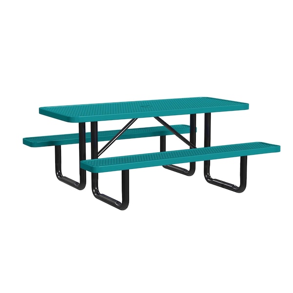 Rectangle Portable Picnic Table, Teal, 6 ft L