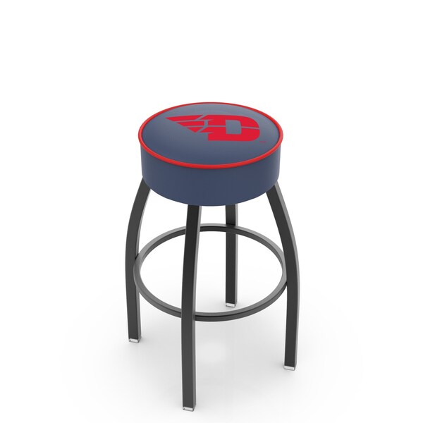 25" University of Dayton Cushion Seat, Blk Wrnkl Base Swivel Bar Stool