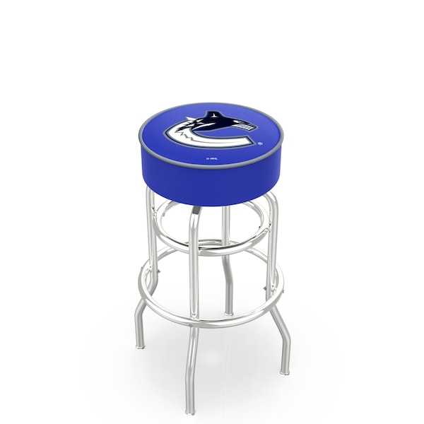 25" Vancouver Canucks Cushion Seat, 2-Ring Chrome Swivel Bar Stool
