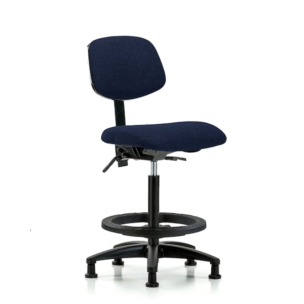 Chair, Fabric, Hi Bench, Tilt BF Glides, Nav, No Arms, 26" to 35-1/2" Height, Dark Blue