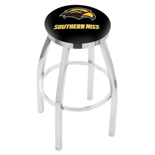 25" Chrome Southern Miss Swivel Bar Stool, Accent Ring