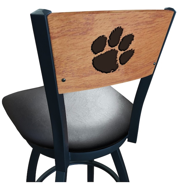 25" Blk Wrinkle Clemson Swivel Bar Stool, Laser Engraved Back