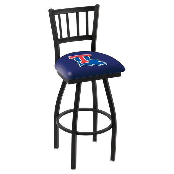 25" Blk Wrinkle Louisiana Tech Swivel Bar Stool, Jailhouse Back
