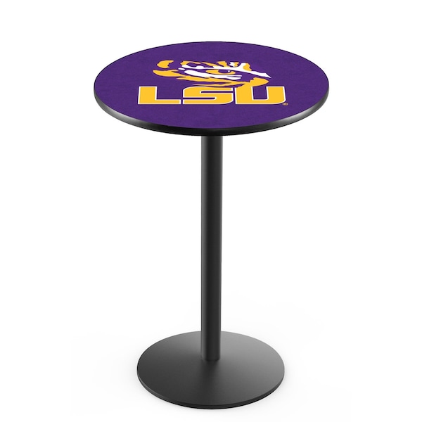42" Blk Wrinkle Louisiana State Pub Table, 36" dia. Top