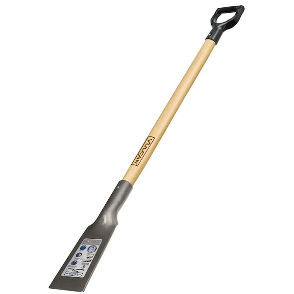 HeavyDuty Sidewalk Scraper, 4 in W Blade, Steel Blade, Wood Handle, DShaped Handle