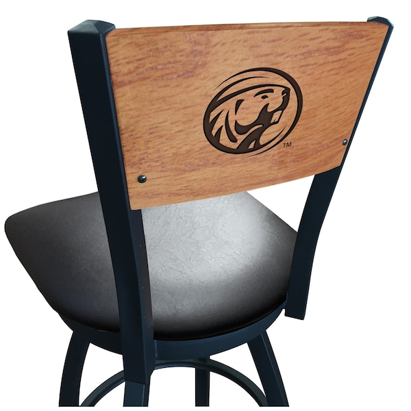 25" Blk Wrinkle Bemidji State Swivel Bar Stool, Laser Engraved Back